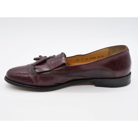 Johnston Murphy Tassel Loafer Mens 11 Burgundy Leather Kilt Brogue Dress Shoes - Picture 5 of 12